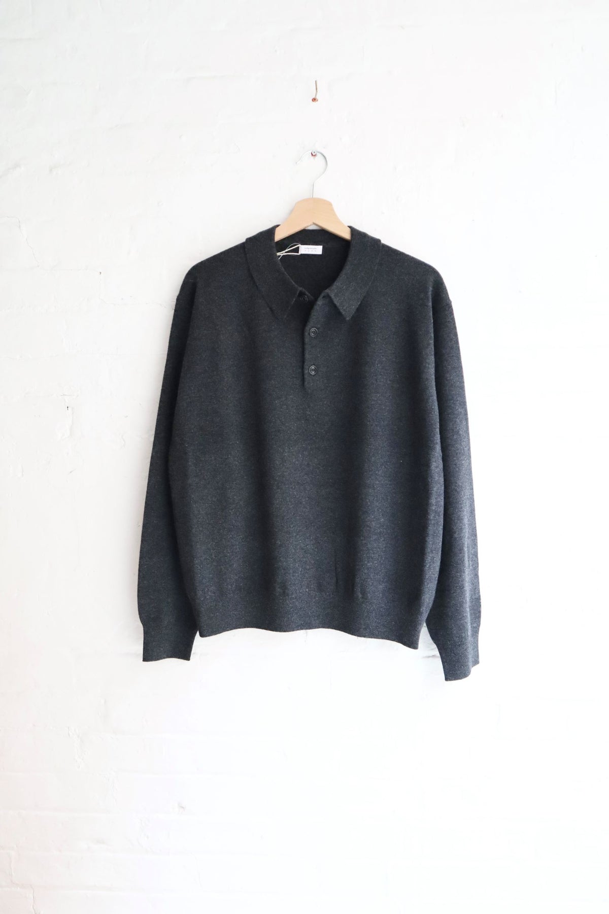 SUNNYSIDERS_Crepuscule_Crepuscule - Long Sleeve Polo Knit, Charcoal_knitwear
