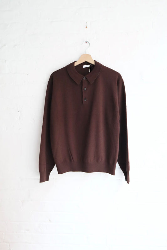 Crepuscule - Long Sleeve Polo Knit, Brown