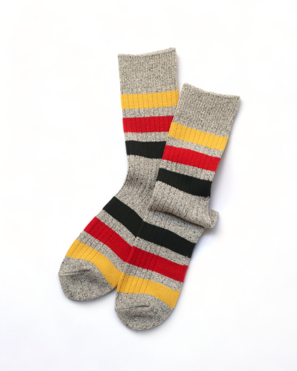 Rototo - Park Stripe Crew Socks, M.Gray