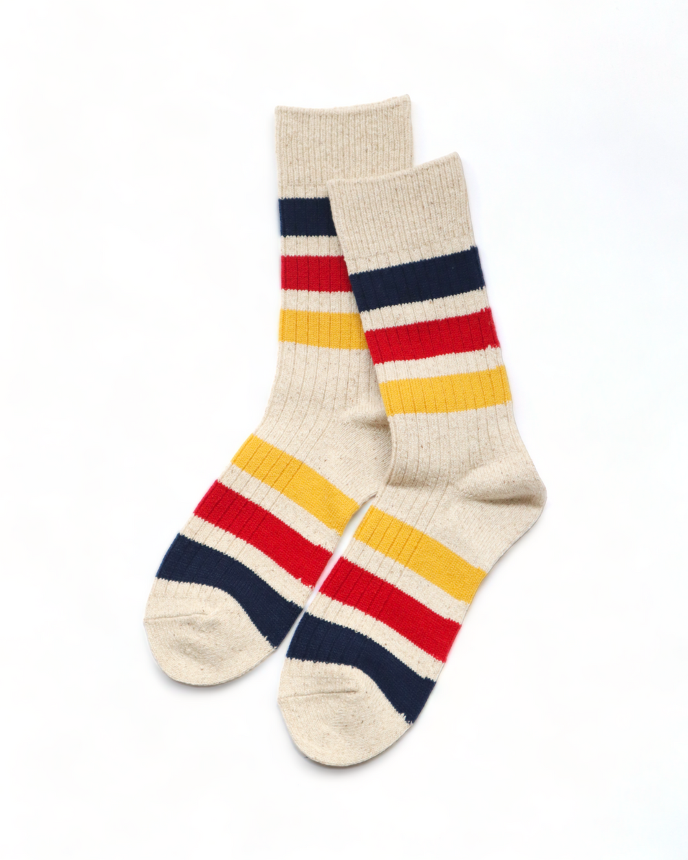 Rototo - Park Stripe Crew Socks, Ivory