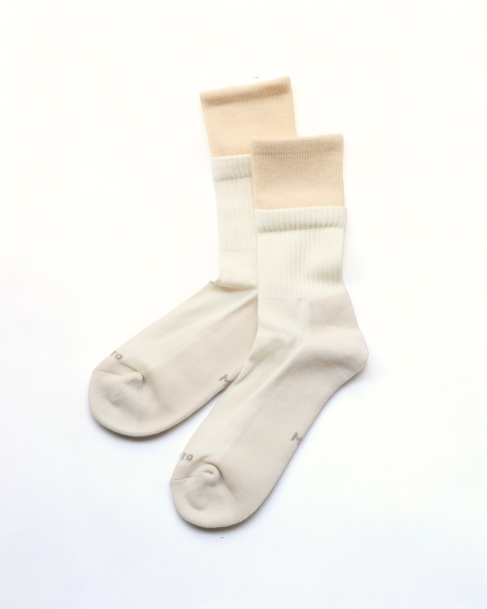 R1421 ORGANIC COTTON DOUBLE LAYER CREW SOCKS - Ivory/Offwhite