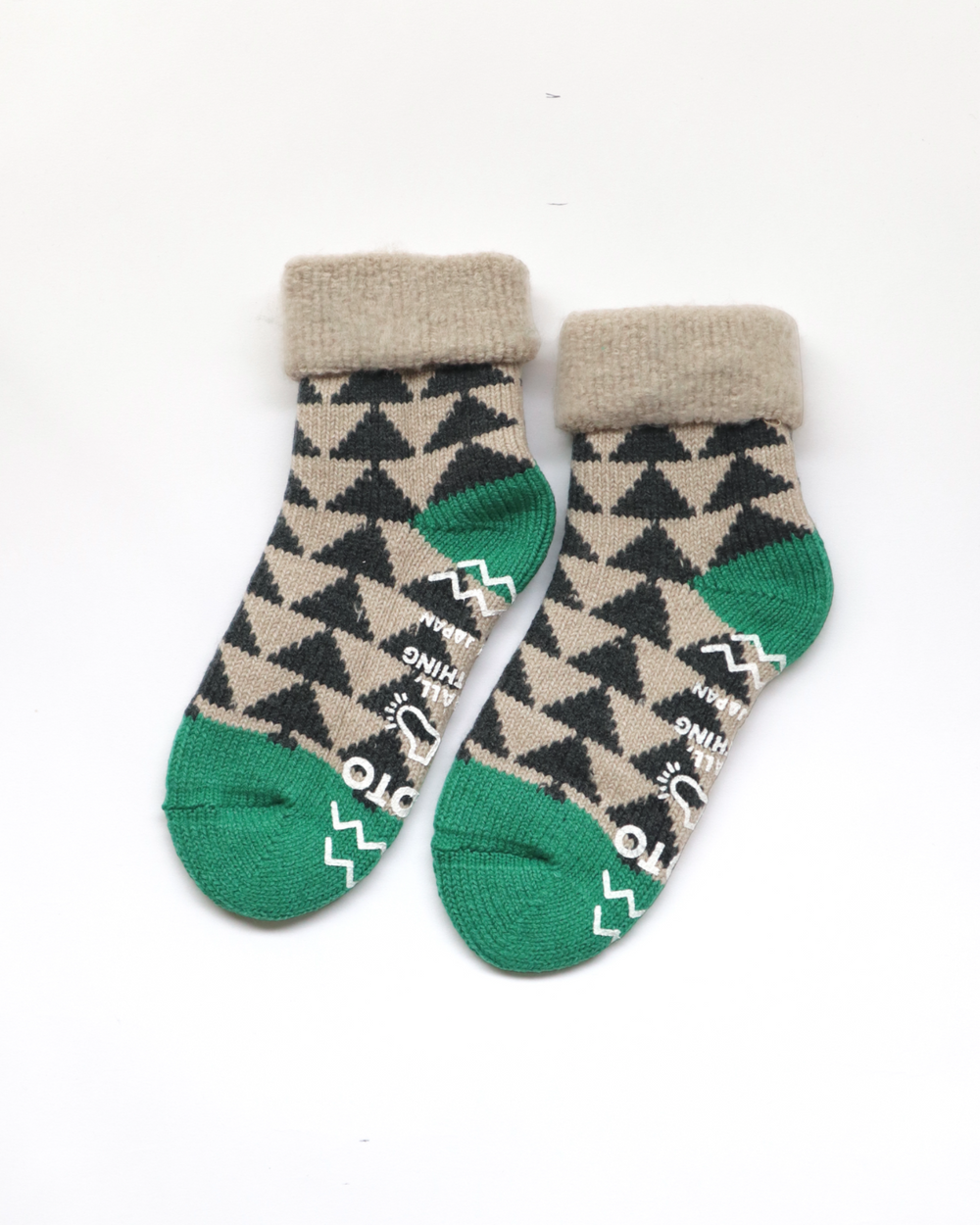 Rototo - Comfy Room Socks 'Sankauku' - Charcoal / Green