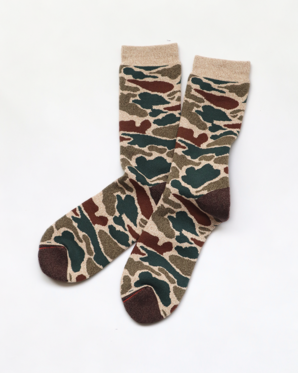 Rototo, Pile Camo Crew Socks - Light Beige