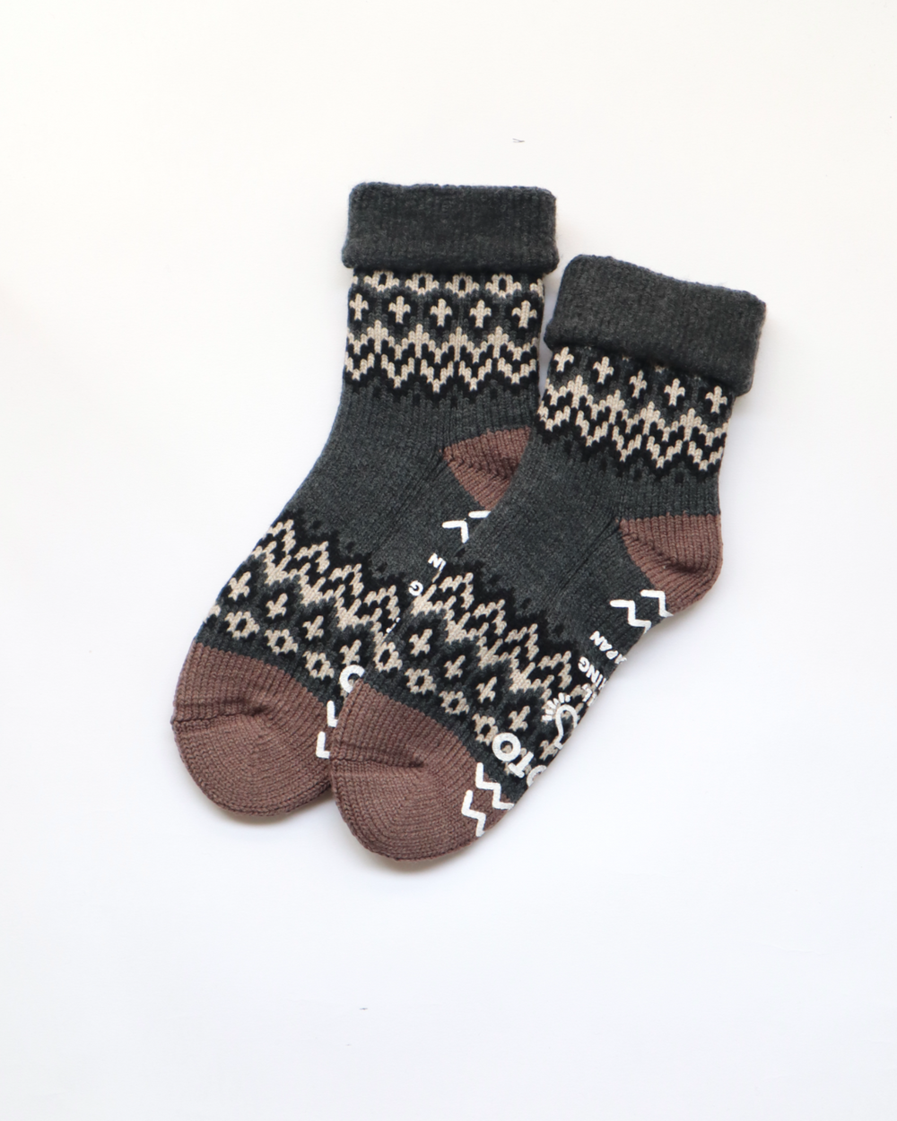 Rototo - Comfy Room Socks 'Nordic' - Charcoal