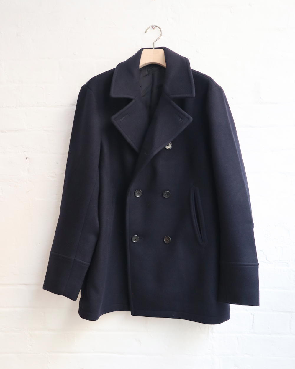 Sunnysiders - Double Breasted Pea Coat, Navy Melton