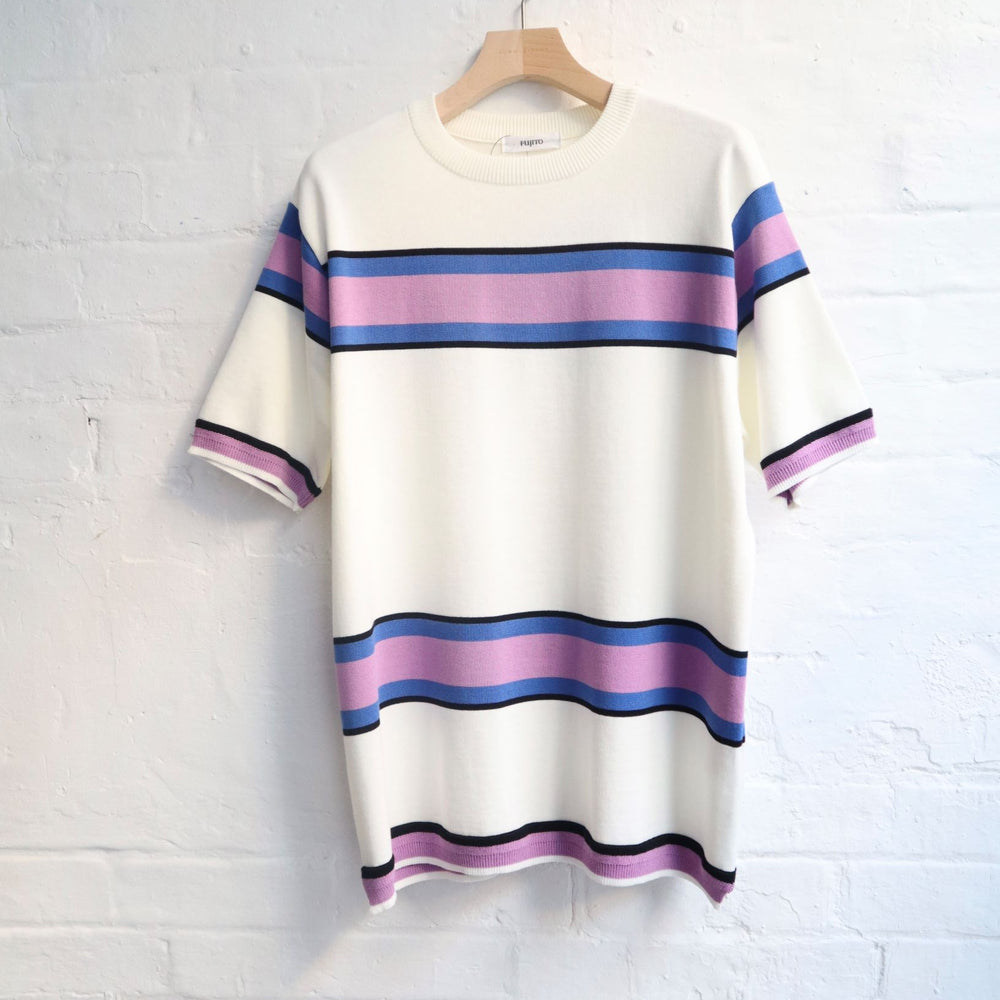 
                  
                    Border Knit T-Shirt [WF1-K15B] White × Purple
                  
                
