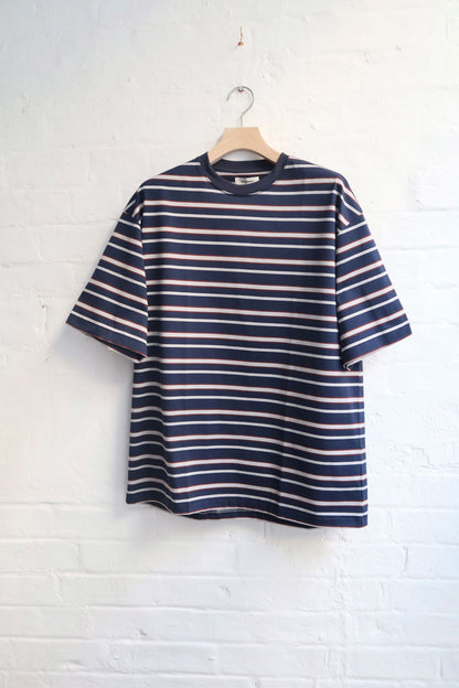 Sunnysiders - Oversized Multiborder T-Shirt, Navy