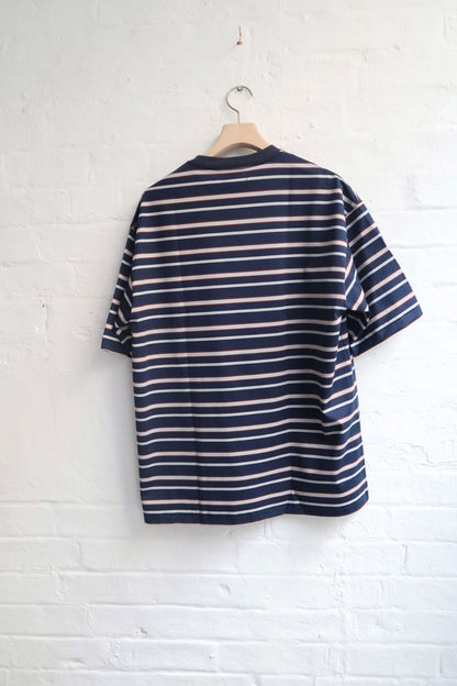 Sunnysiders - Oversized Multiborder T-Shirt, Navy