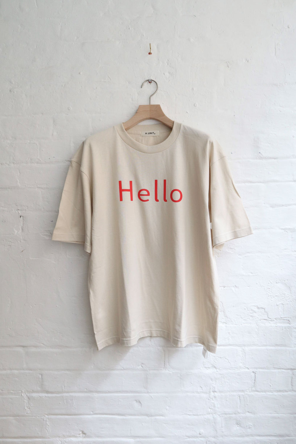 H.Unit - Hello Print T-Shirt, Light Beige