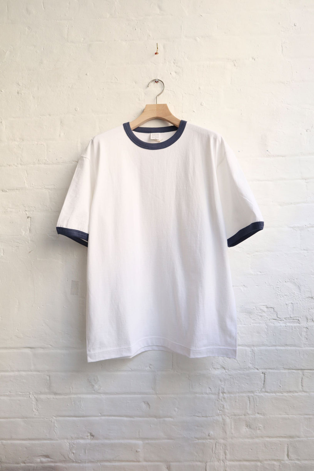 *A Vontade - Ringer T-Shirt, White / Blue Grey