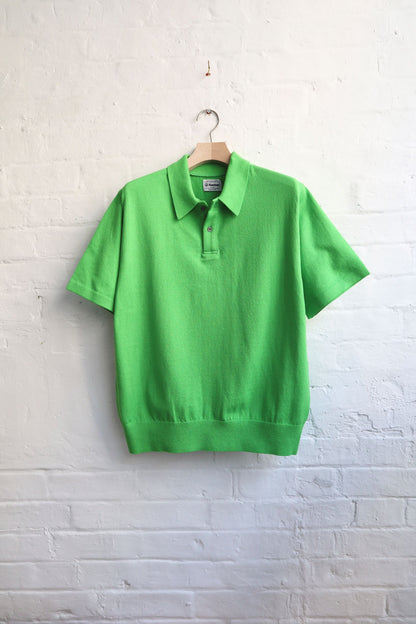 Yonetomi - Light Wave Cotton Knit Polo, Green