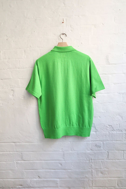 Yonetomi - Light Wave Cotton Knit Polo, Green