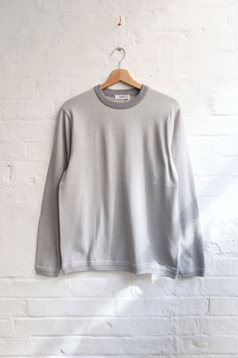 Fujito - L/S Knit T-Shirt, Gray Border