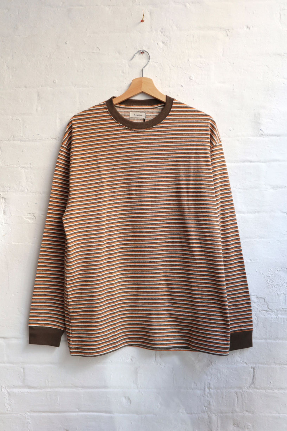 Sunnysiders - Multiborder LS Stripe T-Shirt, Olive x Orange