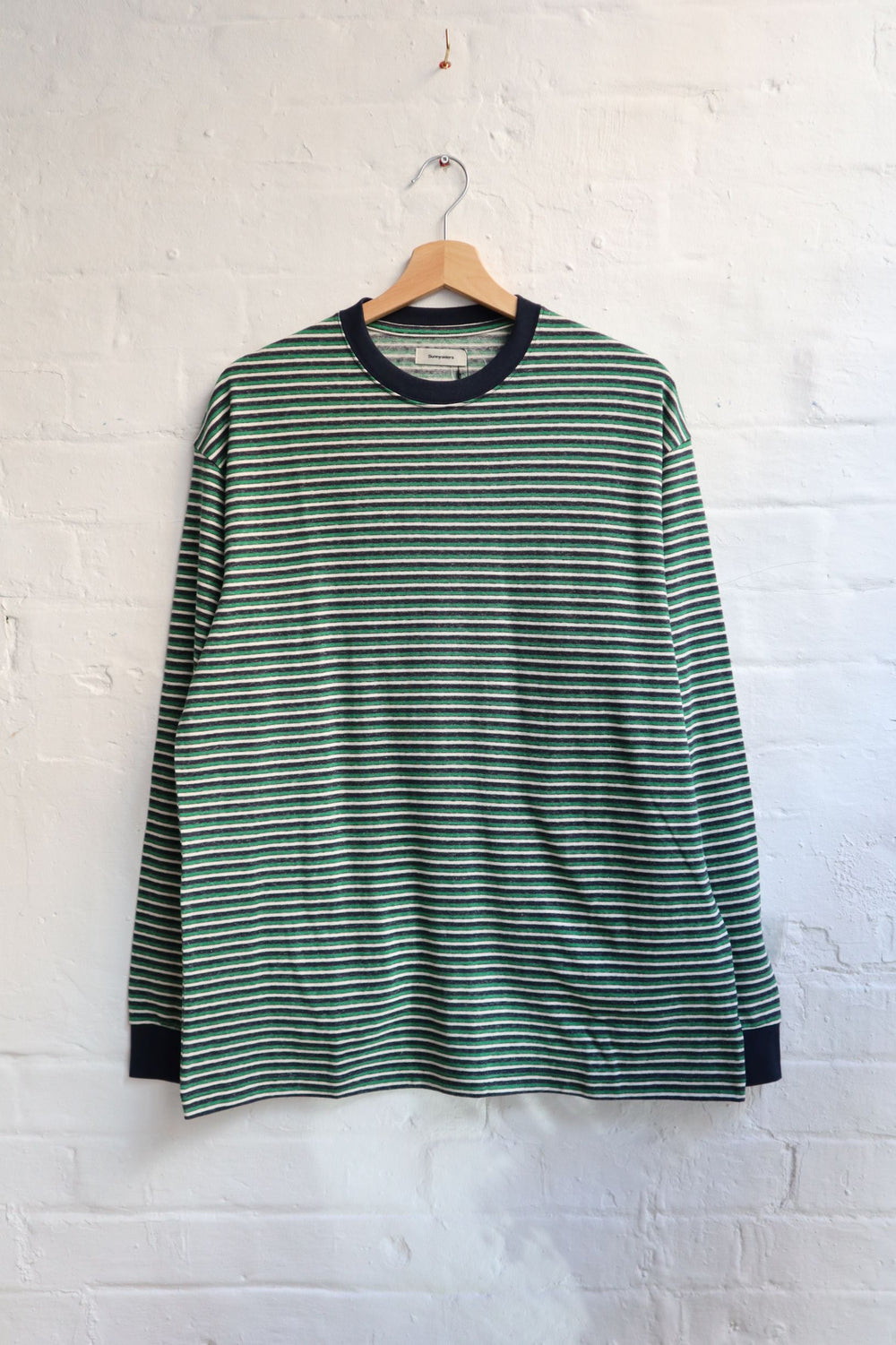 Sunnysiders - Multiborder LS Stripe T-Shirt, Navy x Green