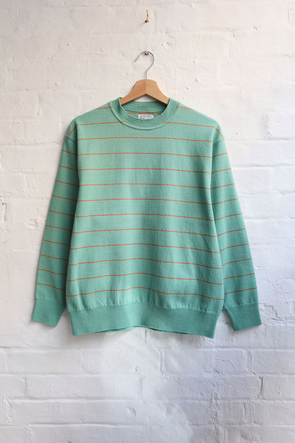 Yonetomi - Wave Cotton Knit Pullover, Mint Stripe