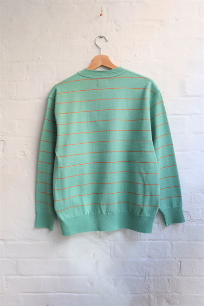 Yonetomi - Wave Cotton Knit Pullover, Mint Stripe