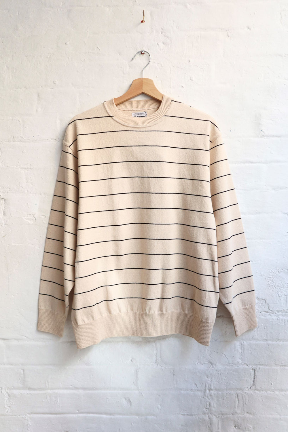 Yonetomi - Wave Cotton Knit Pullover, Ivory Stripe