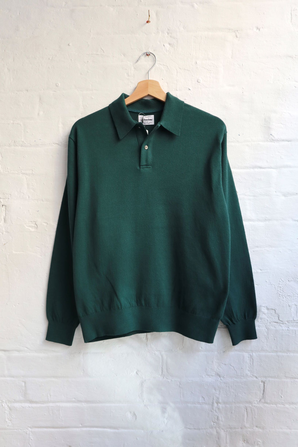 Yonetomi - Wave Cotton Knit Polo, Dark Green