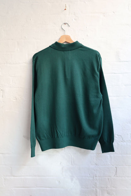 Yonetomi - Wave Cotton Knit Polo, Dark Green