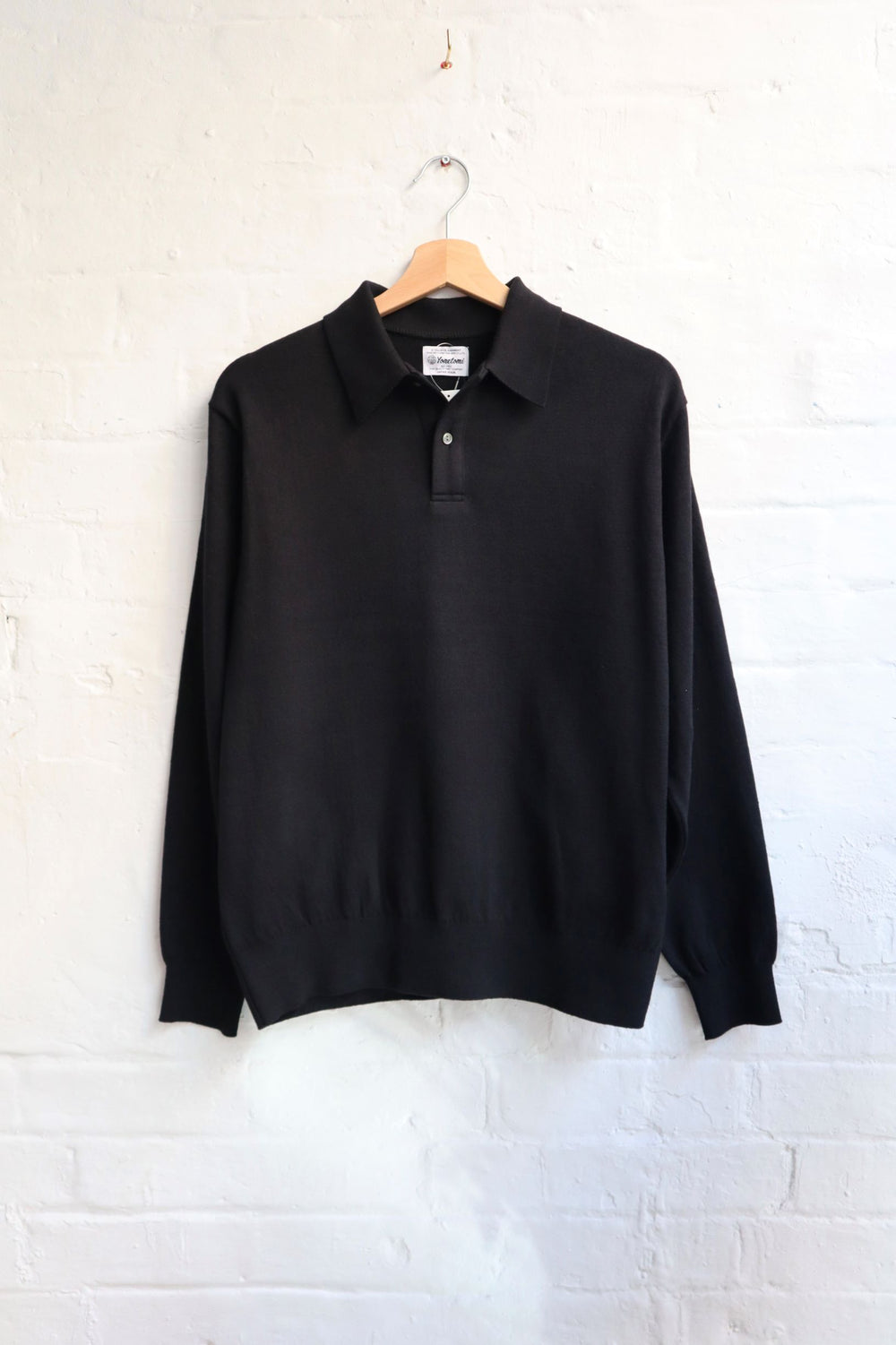 Yonetomi - Wave Cotton Knit Polo, Black