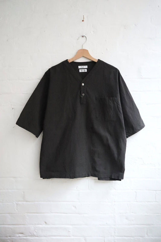 Fujito - Henley Neck Shirt, Charcoal