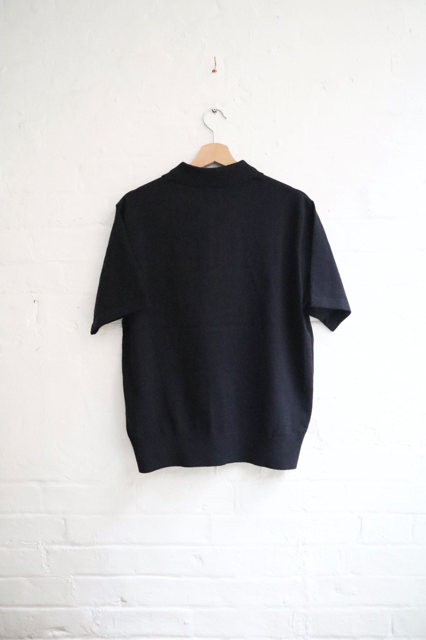 SUNNYSIDERS_YONETOMI_Yonetomi - Light Wave Cotton Knit Polo, Dark Navy_knitwear