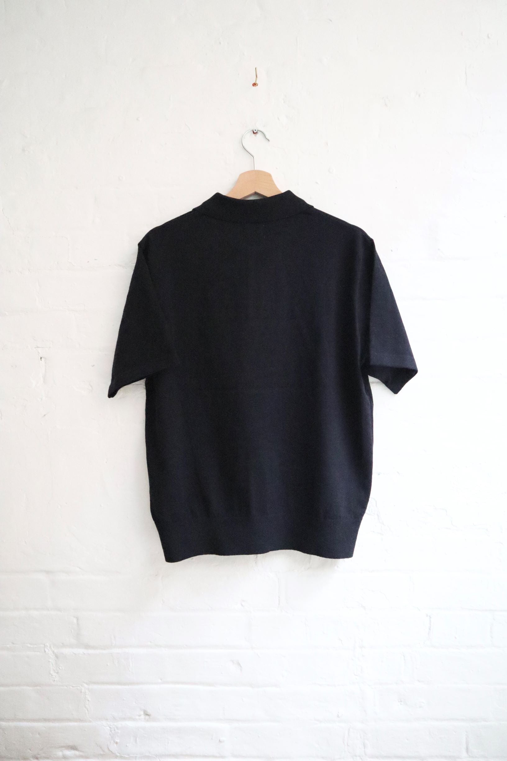 SUNNYSIDERS_YONETOMI_Yonetomi - Light Wave Cotton Knit Polo, Dark Navy_knitwear