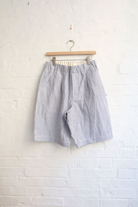 SUNNYSIDERS_FUJITO_Fujito - Wide Easy Shorts, Navy Seersucker_Shorts