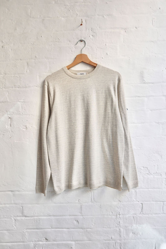 Fujito - Cotton Knit Long Sleeve, Oatmeal Border