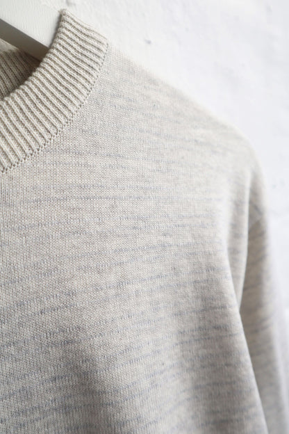 Fujito - Cotton Knit Long Sleeve, Oatmeal Border