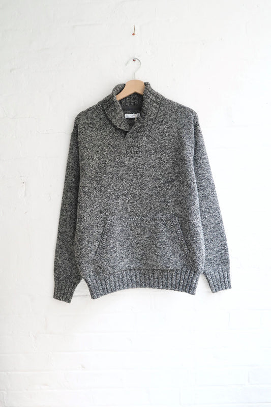 SUNNYSIDERS_FUJITO_Fujito - Shawl Collar Sweater, Mix Black_knitwear