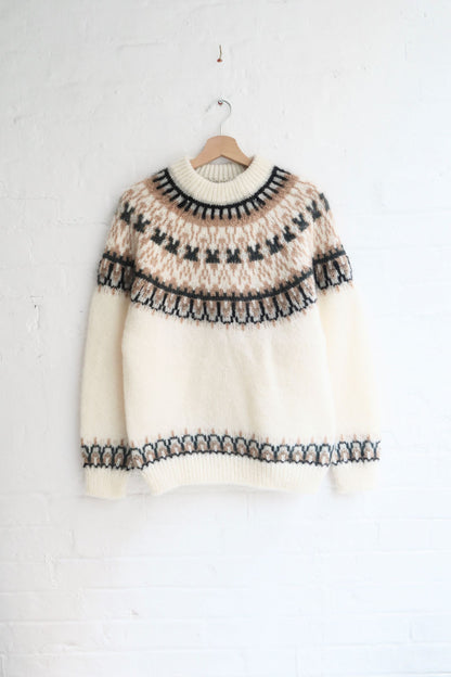 Yonetomi - Mohair Fairisle Jumper, White