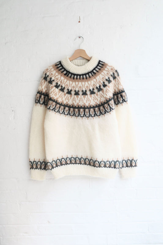 Yonetomi - Mohair Fairisle Jumper, White