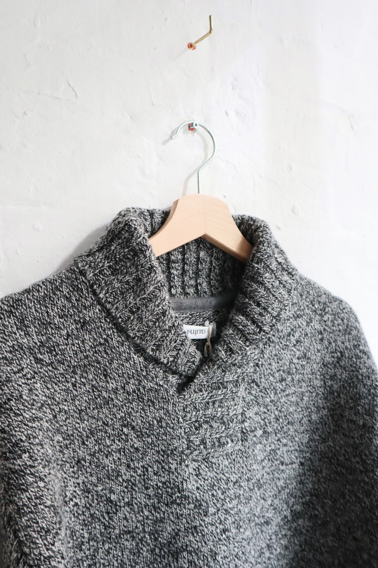 SUNNYSIDERS_FUJITO_Fujito - Shawl Collar Sweater, Mix Black_knitwear