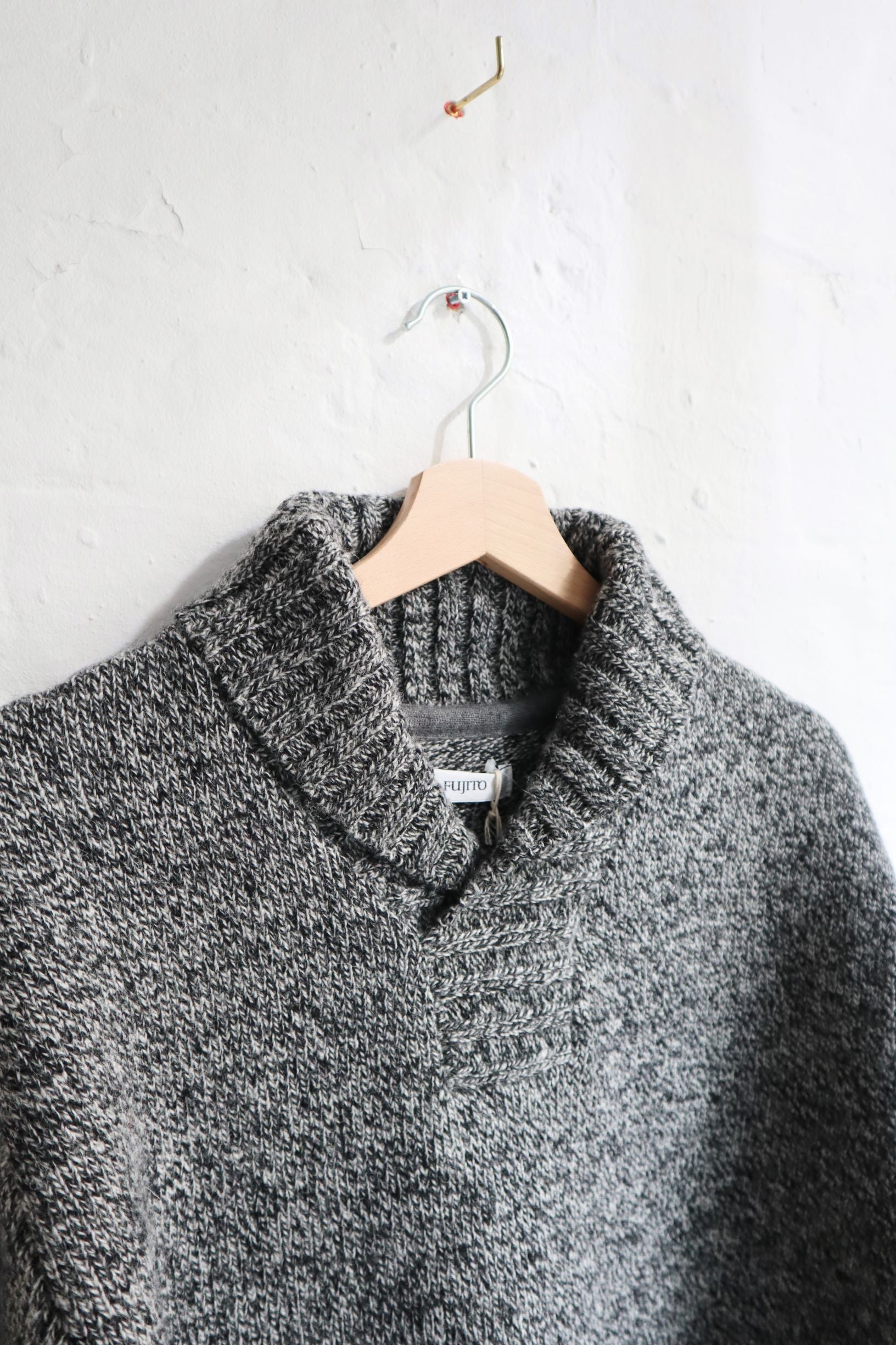 SUNNYSIDERS_FUJITO_Fujito - Shawl Collar Sweater, Mix Black_knitwear