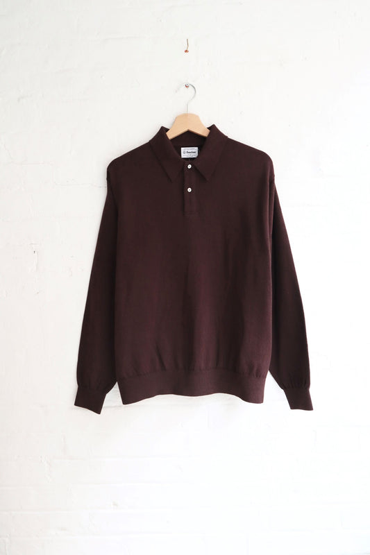 Yonetomi - Wave Cotton Knit Polo, Brown