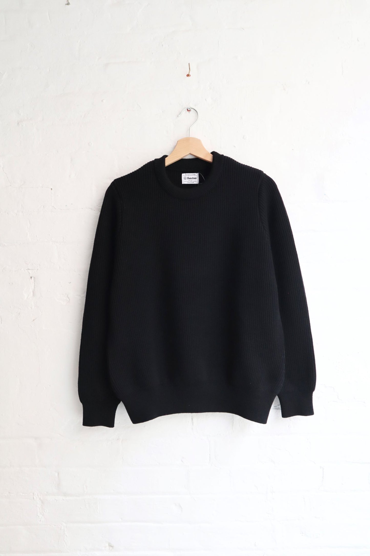 Yonetomi - Wool Rib Knit Pullover, Black