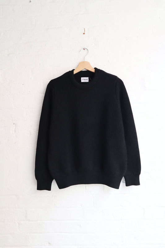 Yonetomi - Wool Rib Knit Pullover, Black