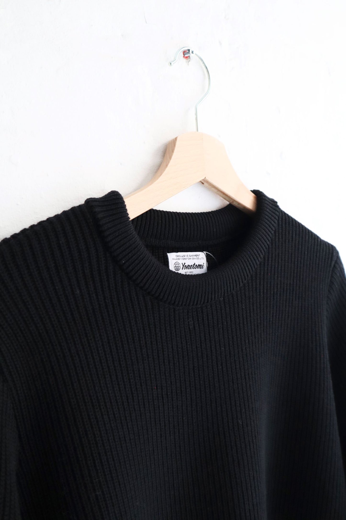 Yonetomi - Wool Rib Knit Pullover, Black