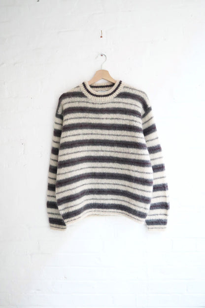 Yonetomi - Mohair Wool Border Knit, Ivory