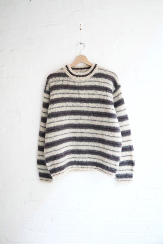 Yonetomi - Mohair Wool Border Knit, Ivory