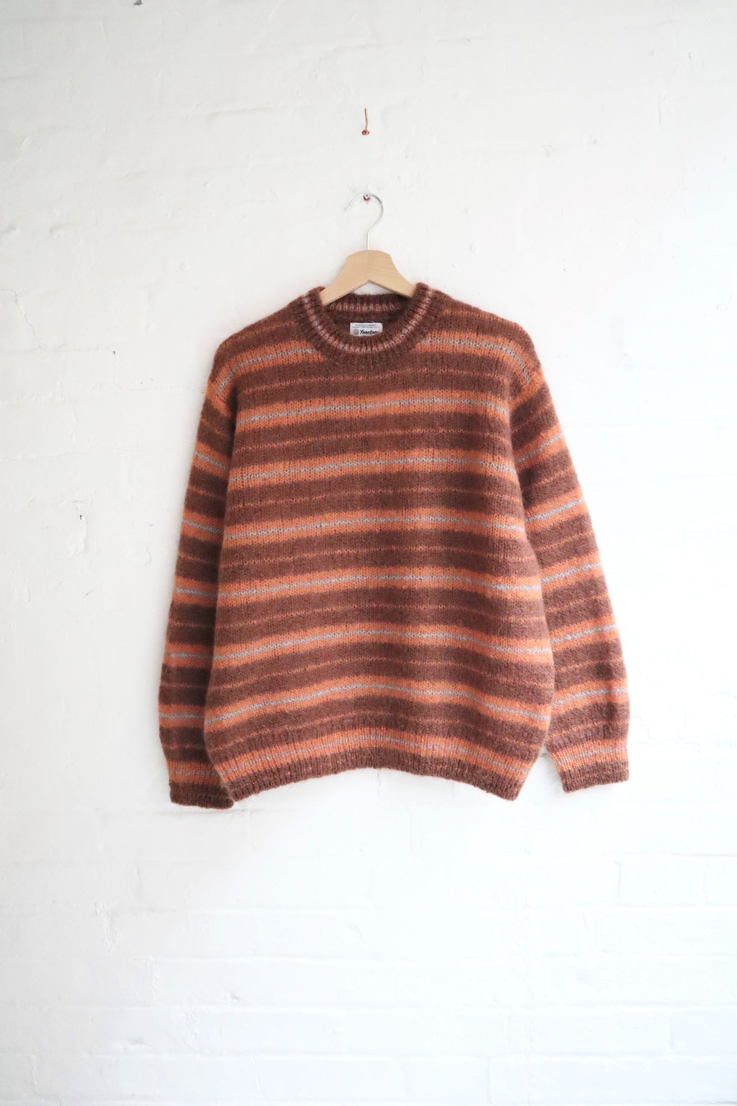 Yonetomi - Mohair Wool Border Knit, Brown