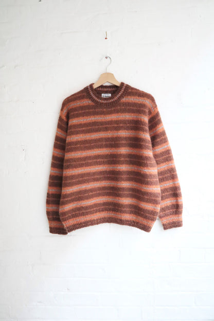 Yonetomi - Mohair Wool Border Knit, Brown