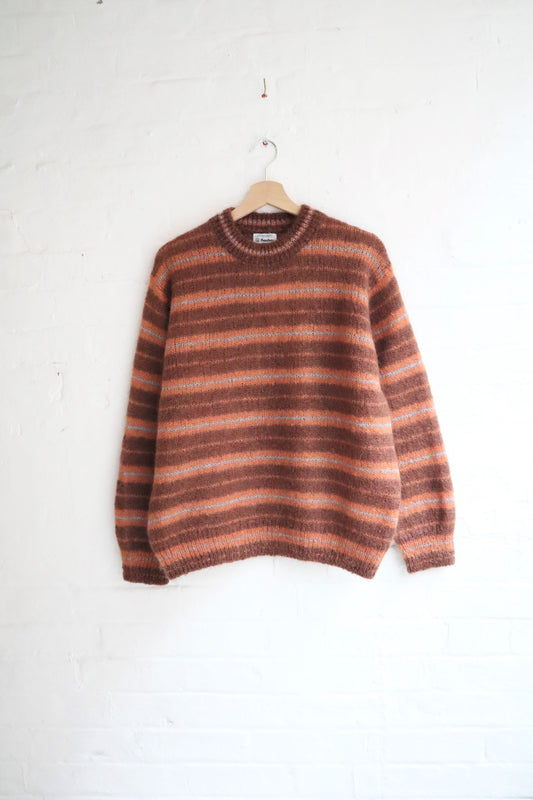 Yonetomi - Mohair Wool Border Knit, Brown