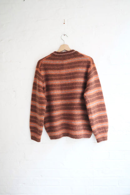 Yonetomi - Mohair Wool Border Knit, Brown