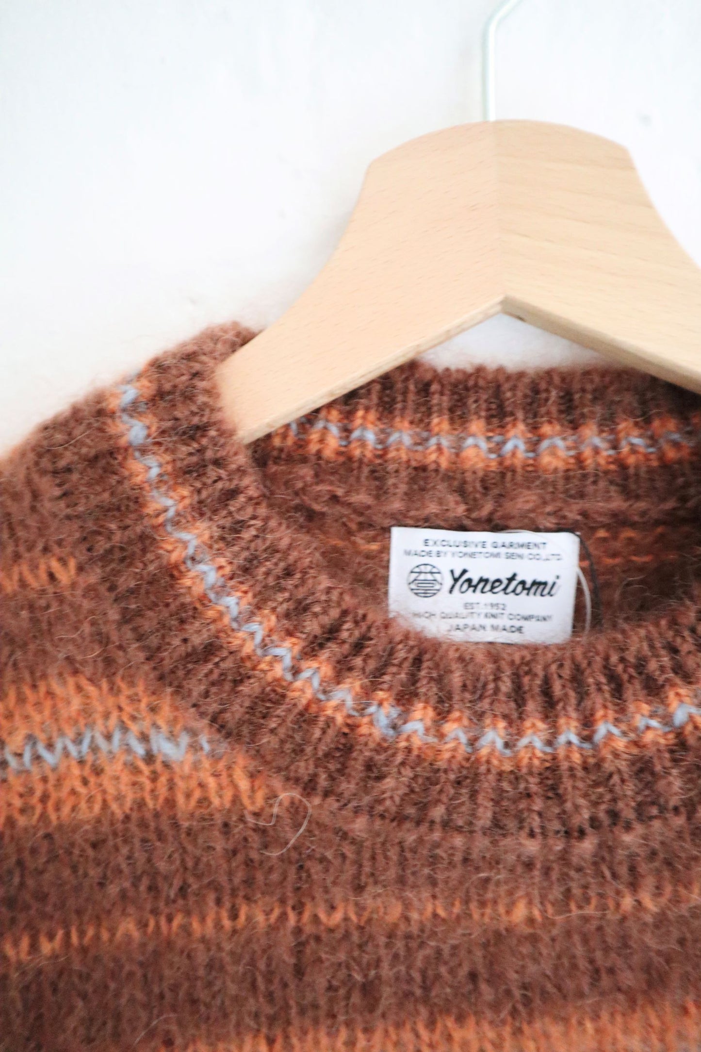 Yonetomi - Mohair Wool Border Knit, Brown
