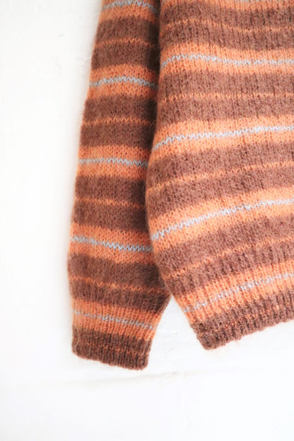 Yonetomi - Mohair Wool Border Knit, Brown