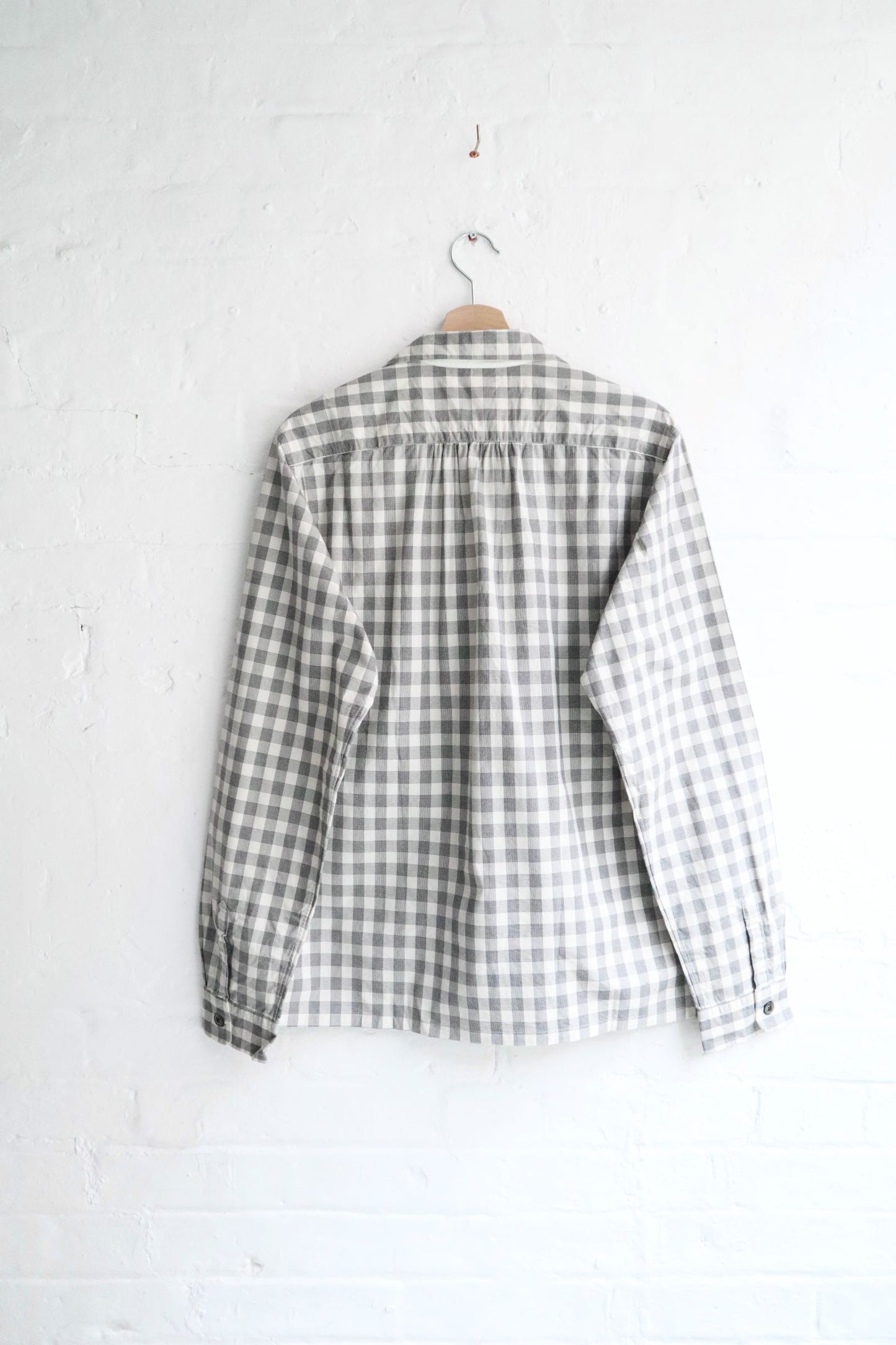 Fujito - Open Collar Shirt, White Check