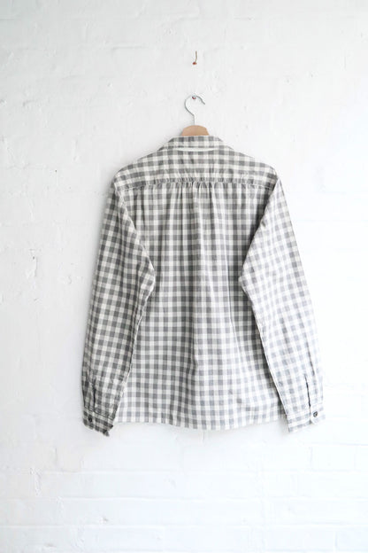 Fujito - Open Collar Shirt, White Check